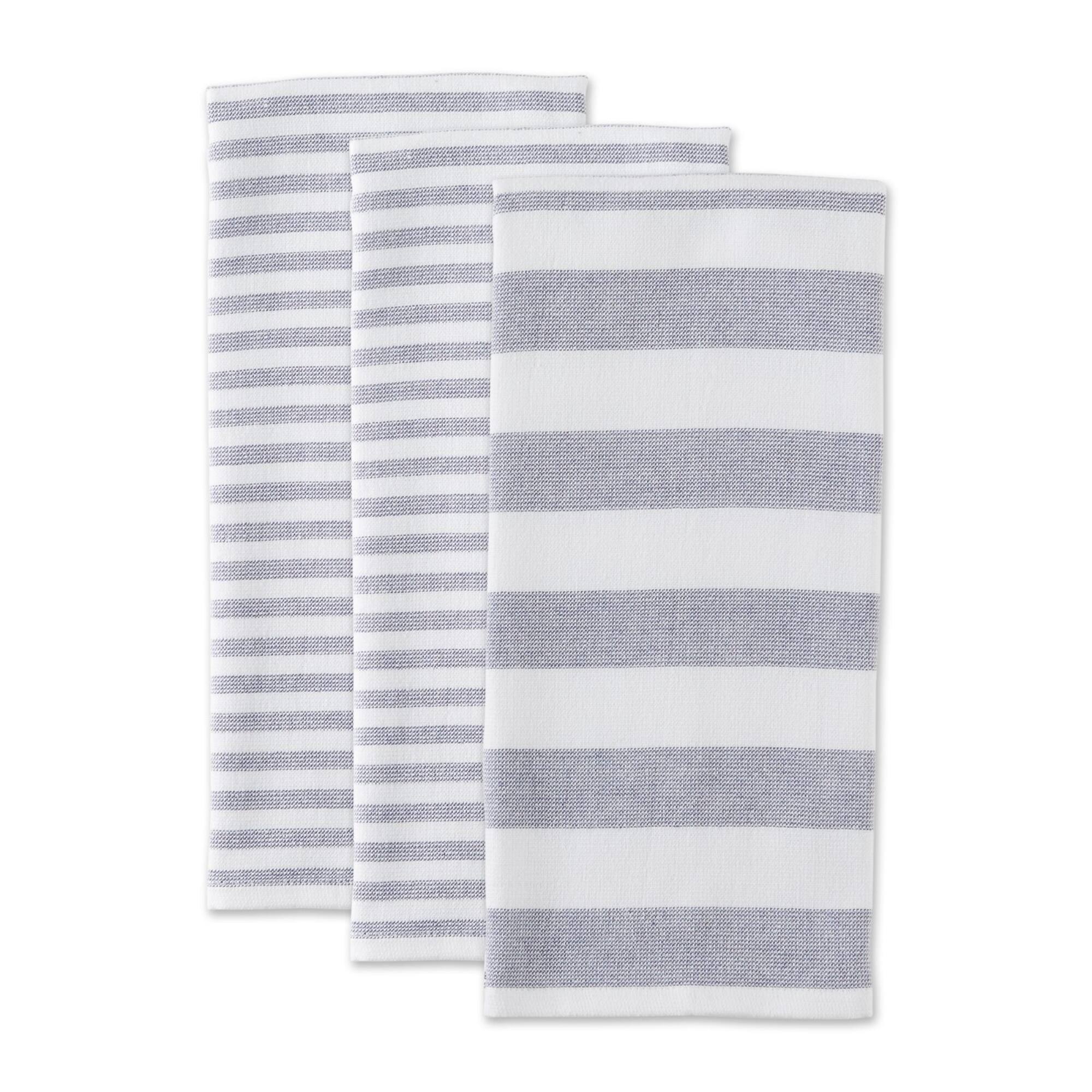 DII® French Blue Nautical Stripe Terry Dishtowels, 3ct.